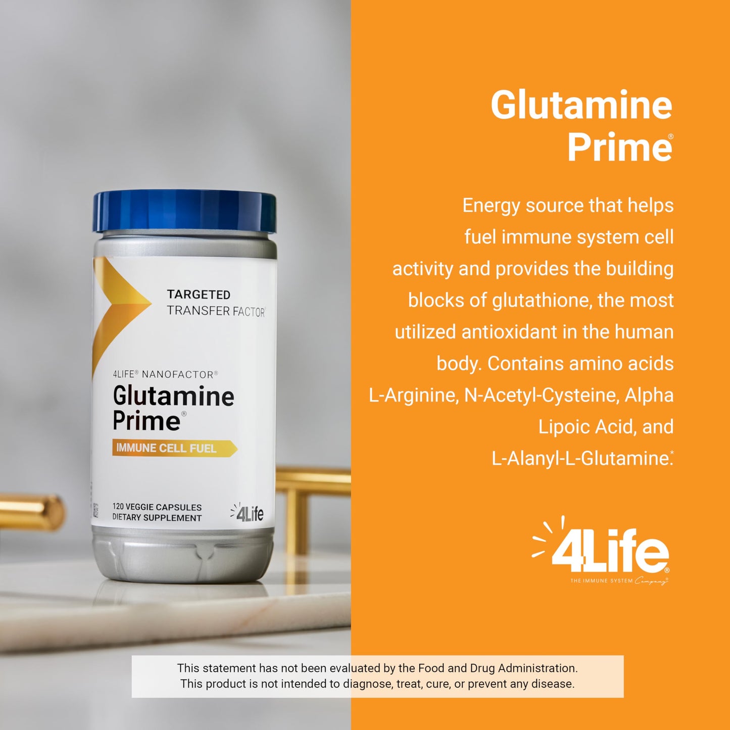4Life Glutamine Prime - Immune Support with NanoFactor | 120 Veggie Capsules