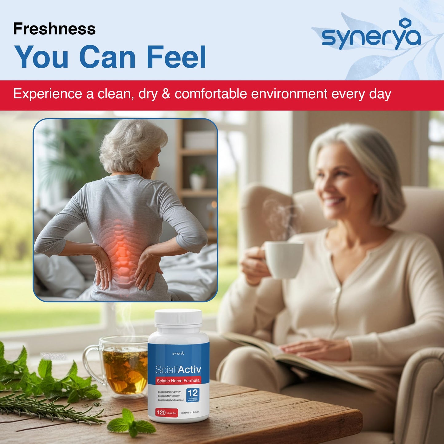 SYNERYA Advanced Sciatic Nerve Support – Alpha Lipoic Acid & Vitamin B Complex, 120 Capsules