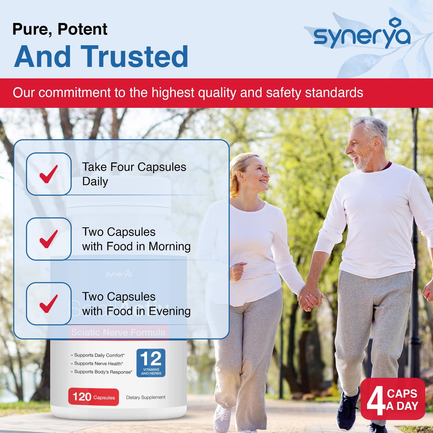 SYNERYA Advanced Sciatic Nerve Support – Alpha Lipoic Acid & Vitamin B Complex, 120 Capsules