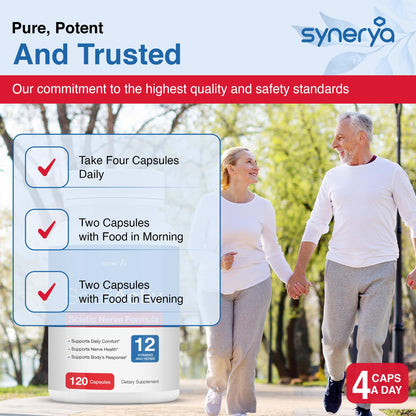 SYNERYA Advanced Sciatic Nerve Support – Alpha Lipoic Acid & Vitamin B Complex, 120 Capsules