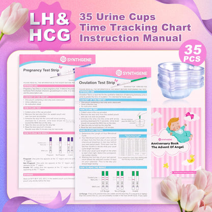 SYNTHGENE Ovulation Test Strips - LH 40, HCG 15 | 40 Ovulation Tests, 15 Pregnancy Tests, 55 Urine Cups