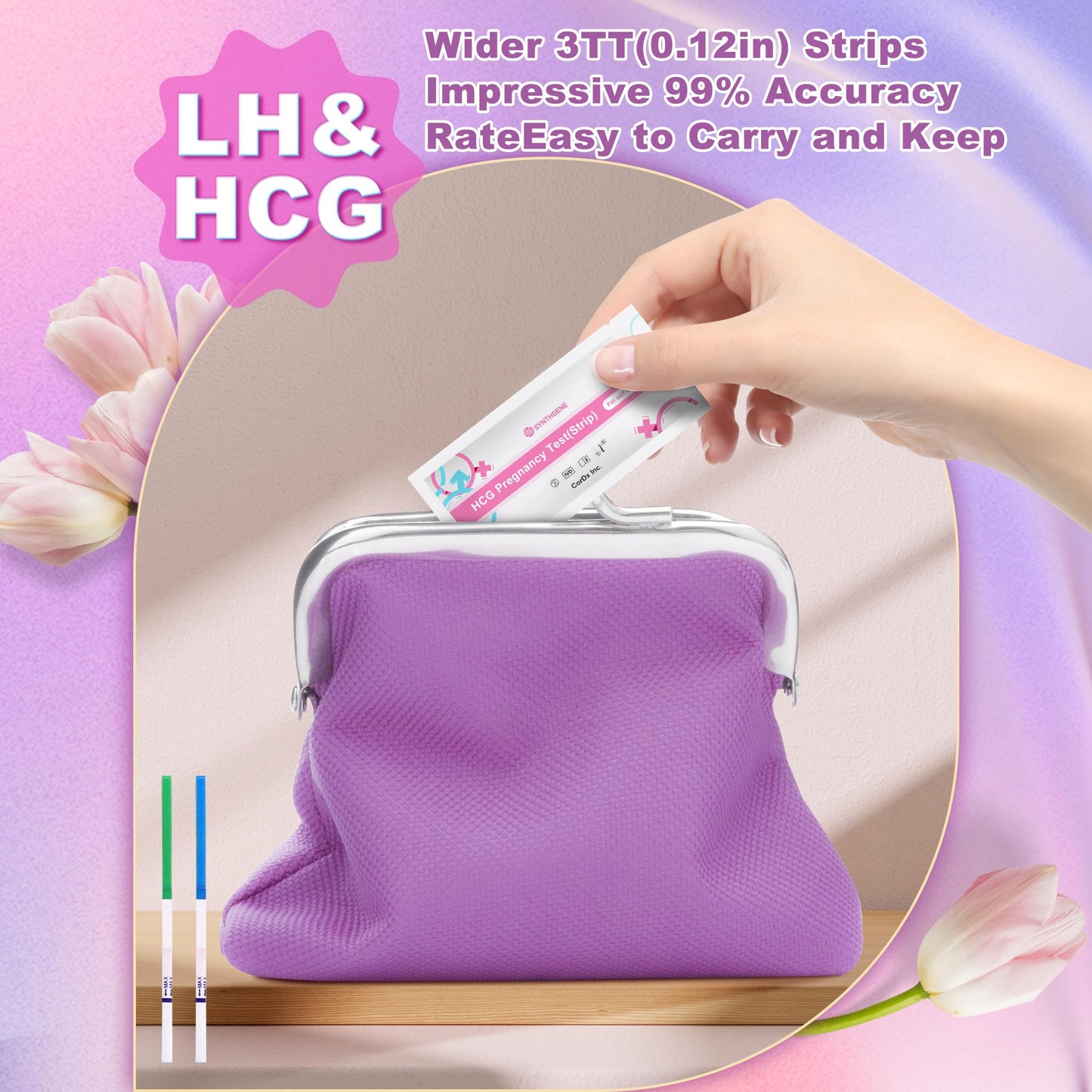 SYNTHGENE Ovulation Test Strips - LH 40, HCG 15 | 40 Ovulation Tests, 15 Pregnancy Tests, 55 Urine Cups