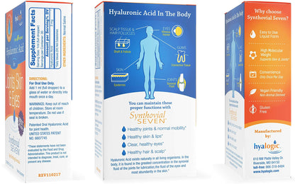 Hyalogic Liquid Synthovial Seven - 1oz Oral Hyaluronic Acid + Bonus Lip Balm HA Stick