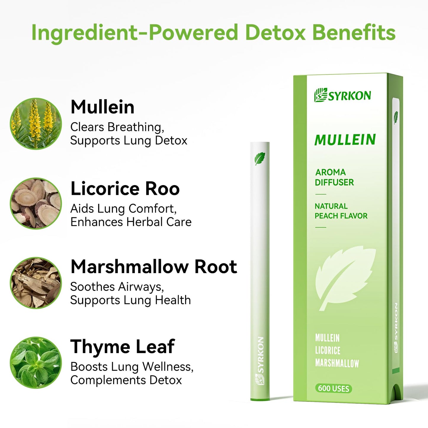 SYRKON Herbal Diffuser Pen – Lung Support, Throat Relief, Plant-Based | 600+ Uses