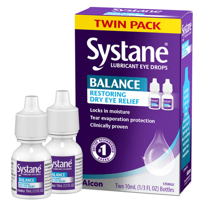 Systane Balance Lubricant Eye Drops – Restorative Formula Twin Pack (0.33 fl oz x 2)