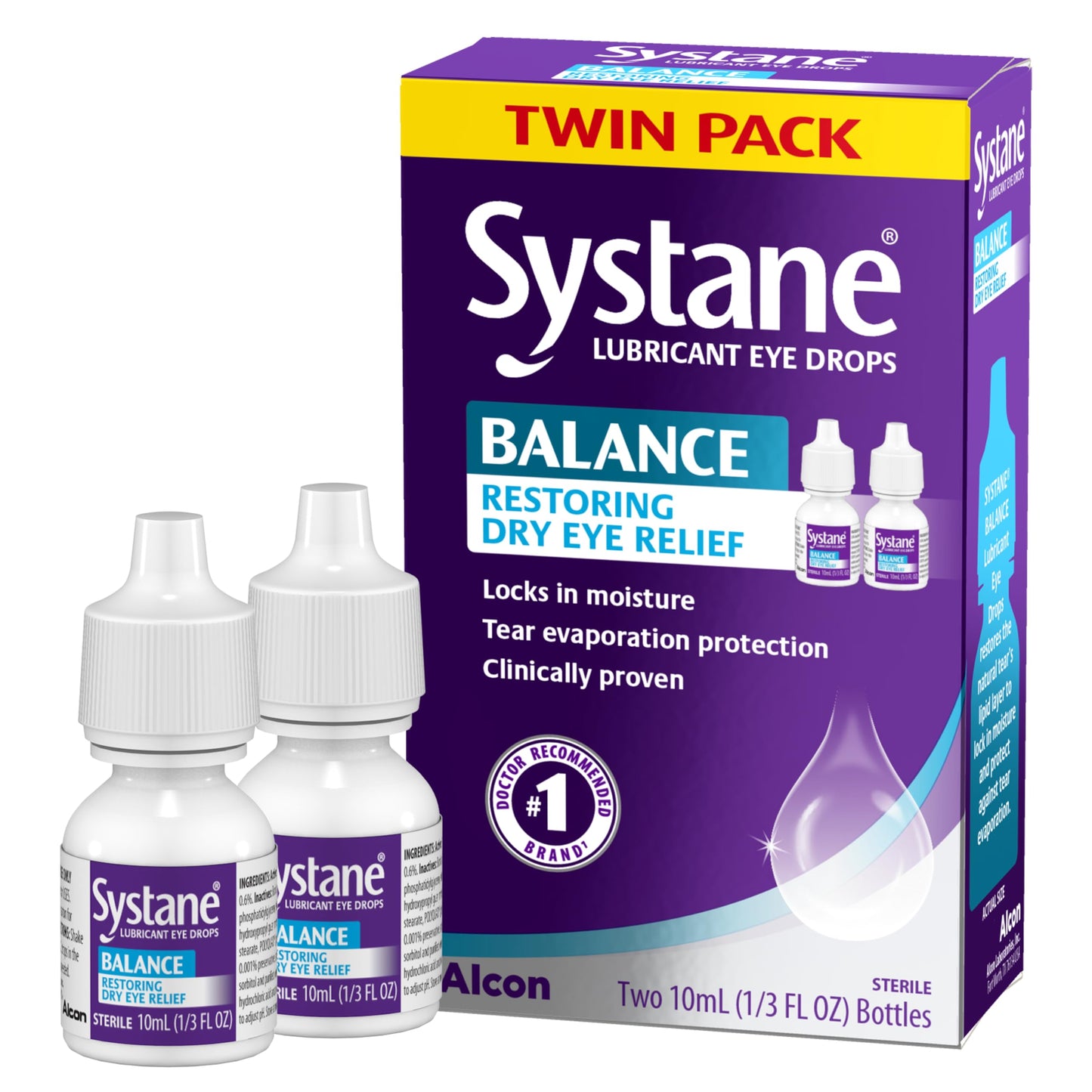 Systane Balance Lubricant Eye Drops – Restorative Formula Twin Pack (0.33 fl oz x 2)