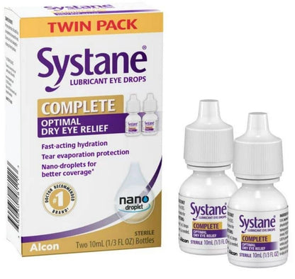 Systane Complete Lubricant Eye Drops Twin Pack — Fast Hydration & Long-Lasting Relief