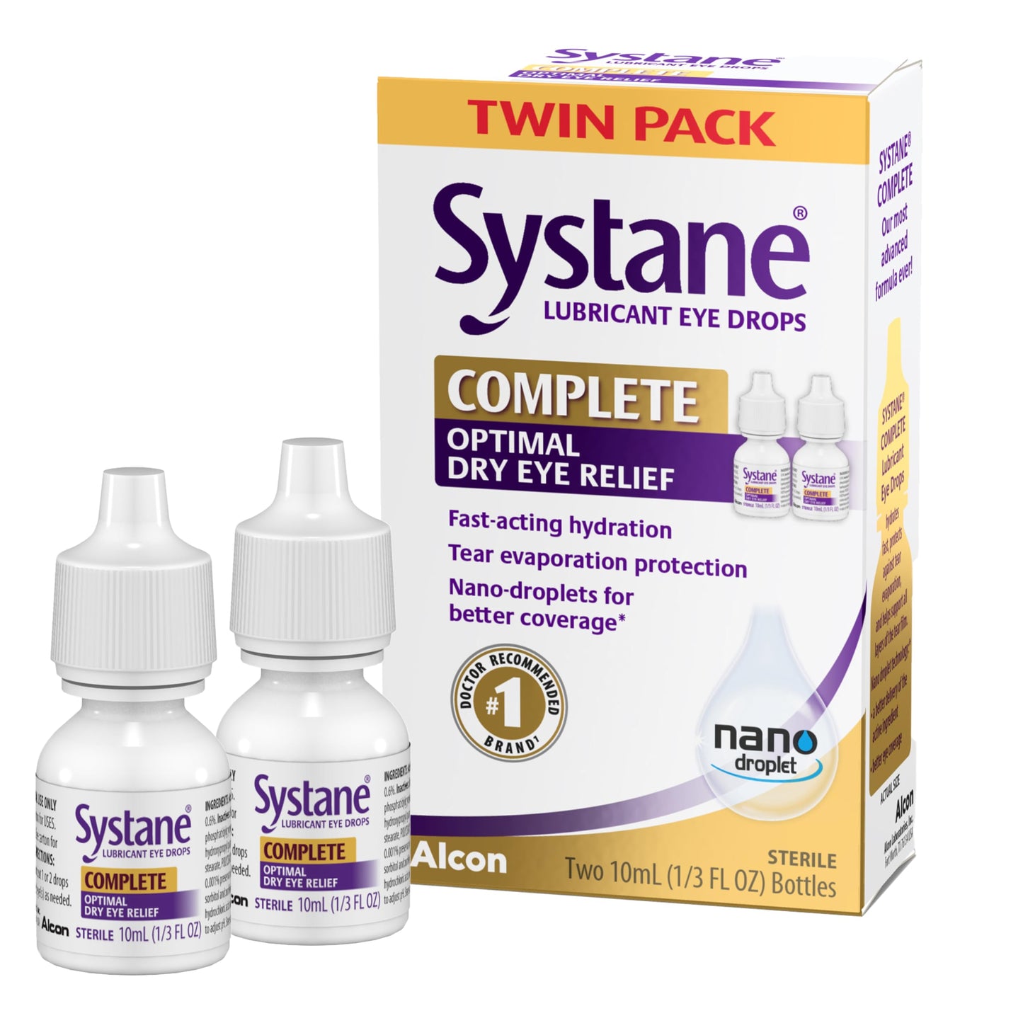 Systane Complete Lubricant Eye Drops Twin Pack — Fast Hydration & Long-Lasting Relief
