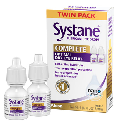 Systane Complete Lubricant Eye Drops Twin Pack — Fast Hydration & Long-Lasting Relief