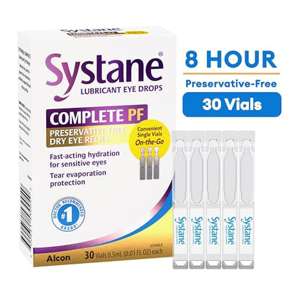 Systane Complete Unit-Dose Preservative-Free Eye Drops – 30 Vials for On-the-Go Dry Eye Relief