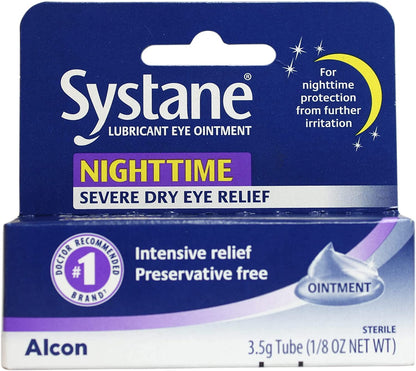 Systane Nighttime Lubricant Eye Ointment 3.50 g - 2 Pack - Preservative-Free Overnight Comfort