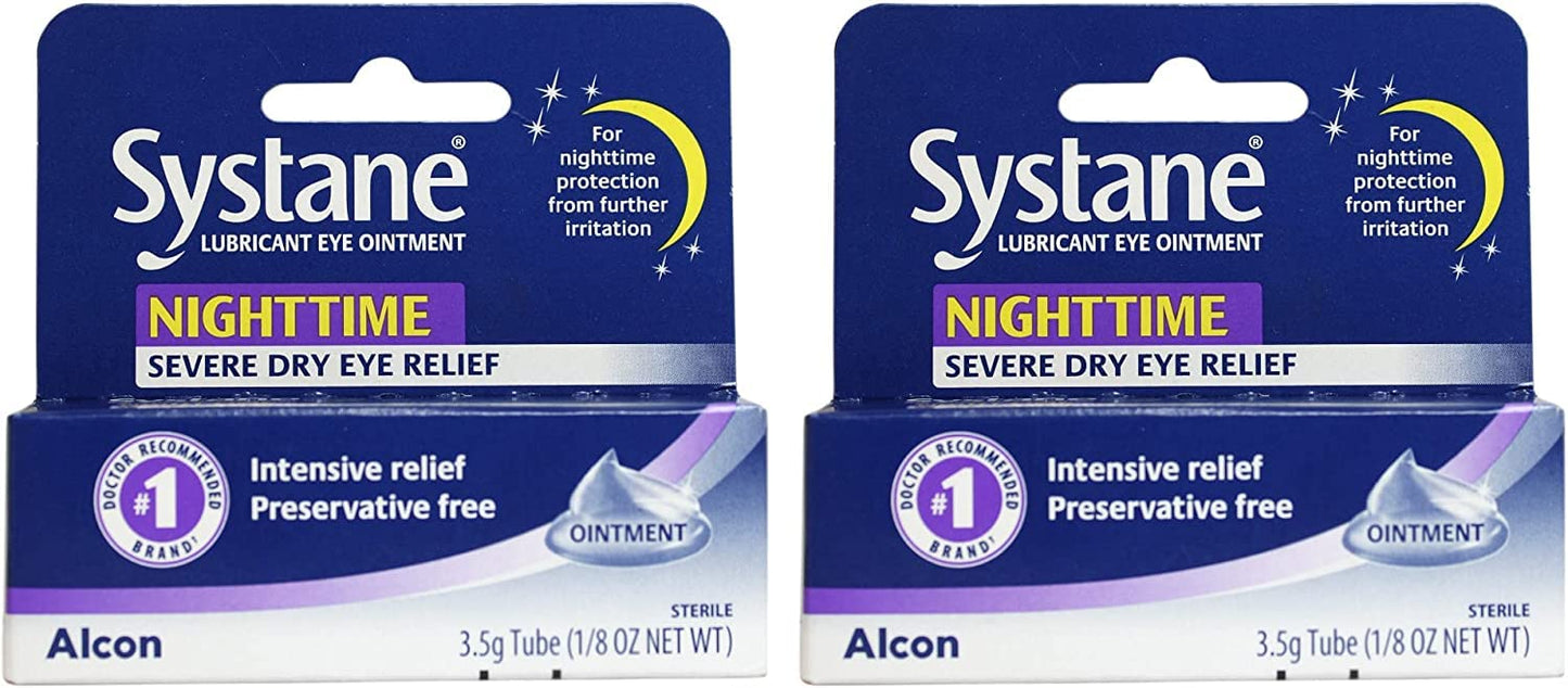 Systane Nighttime Lubricant Eye Ointment 3.50 g - 2 Pack - Preservative-Free Overnight Comfort