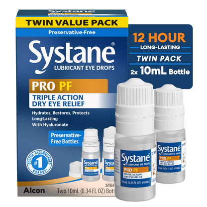 Systane PRO PF Multi-dose Preservative-Free Lubricant Eye Drops (2 Count) – Up to 12 Hours of Relief
