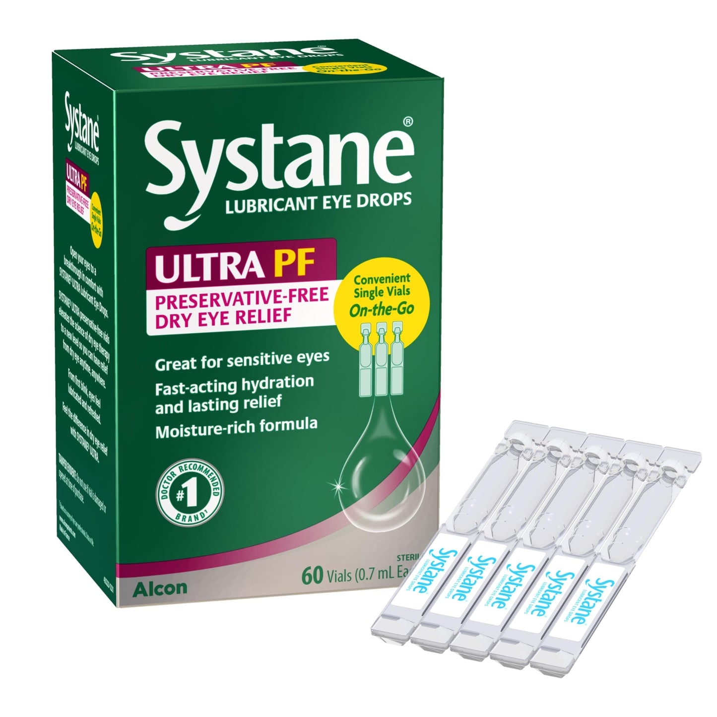 Systane Ultra Lubricant Eye Drops – 60 Count | Extended Protection & Fast Relief