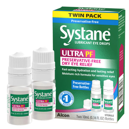 Systane Ultra Multi-Dose Preservative-Free Eye Drops Twin Pack (2x10ml) – Fast Hydration & Lasting Relief