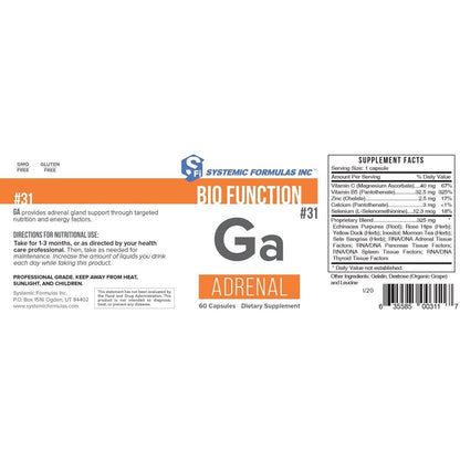 Systemic Formulas #31 Ga-Adrenal: Adrenal Support & pH Balance