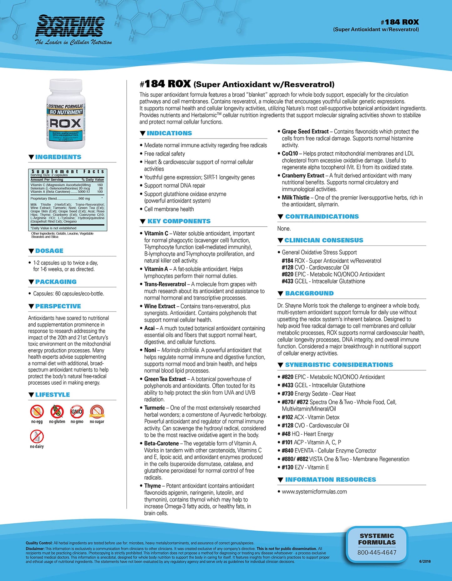 Systemic Formulas ROX Super Antioxidant with Resveratrol - 60 Capsules