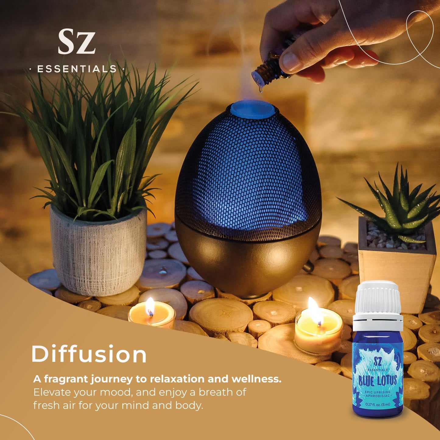 SZ Essentials Blue Lotus Essential Oil – 100% Pure & Therapeutic Grade (5ml)