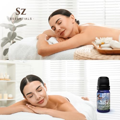 Sz Essentials Blue Yarrow Essential Oil – 100% Pure, Calming & Grounding – 0.22 fl oz (6.5 mL)
