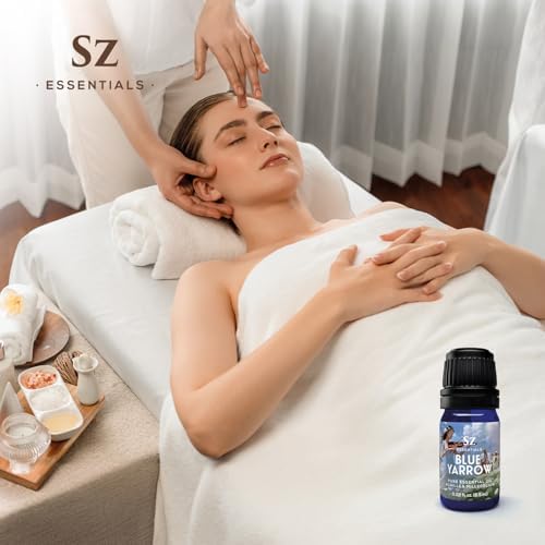 Sz Essentials Blue Yarrow Essential Oil – 100% Pure, Calming & Grounding – 0.22 fl oz (6.5 mL)