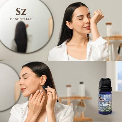 Sz Essentials Blue Yarrow Essential Oil – 100% Pure, Calming & Grounding – 0.22 fl oz (6.5 mL)