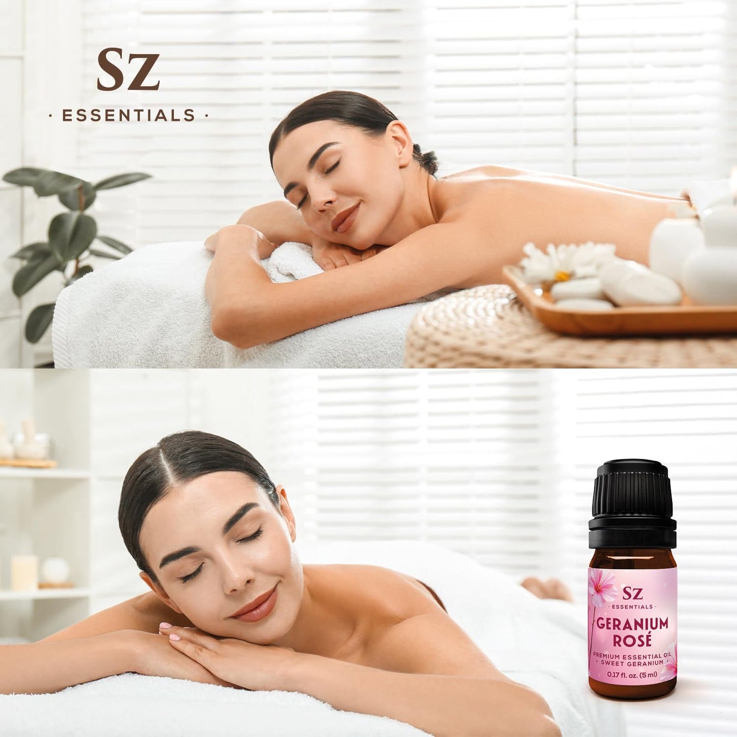 Sz Essentials – Geranium Rosé Essential Oil 5mL – 100% Pure & Natural (Pelargonium graveolens var. roseum) – Vegan & Therapeutic Grade