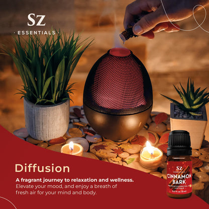 Sz Essentials Cinnamon Bark Essential Oil – 100% Pure & Undiluted (5mL) – Vietnamese Cinnamon, Therapeutic Grade for Aromatherapy