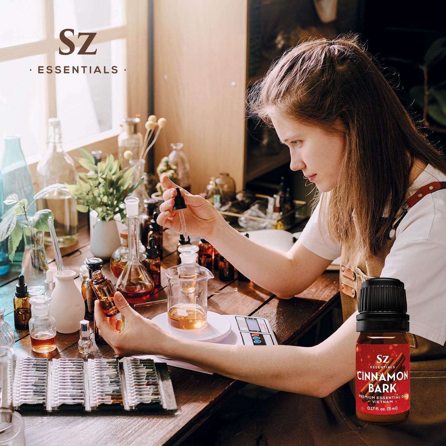 Sz Essentials Cinnamon Bark Essential Oil – 100% Pure & Undiluted (5mL) – Vietnamese Cinnamon, Therapeutic Grade for Aromatherapy