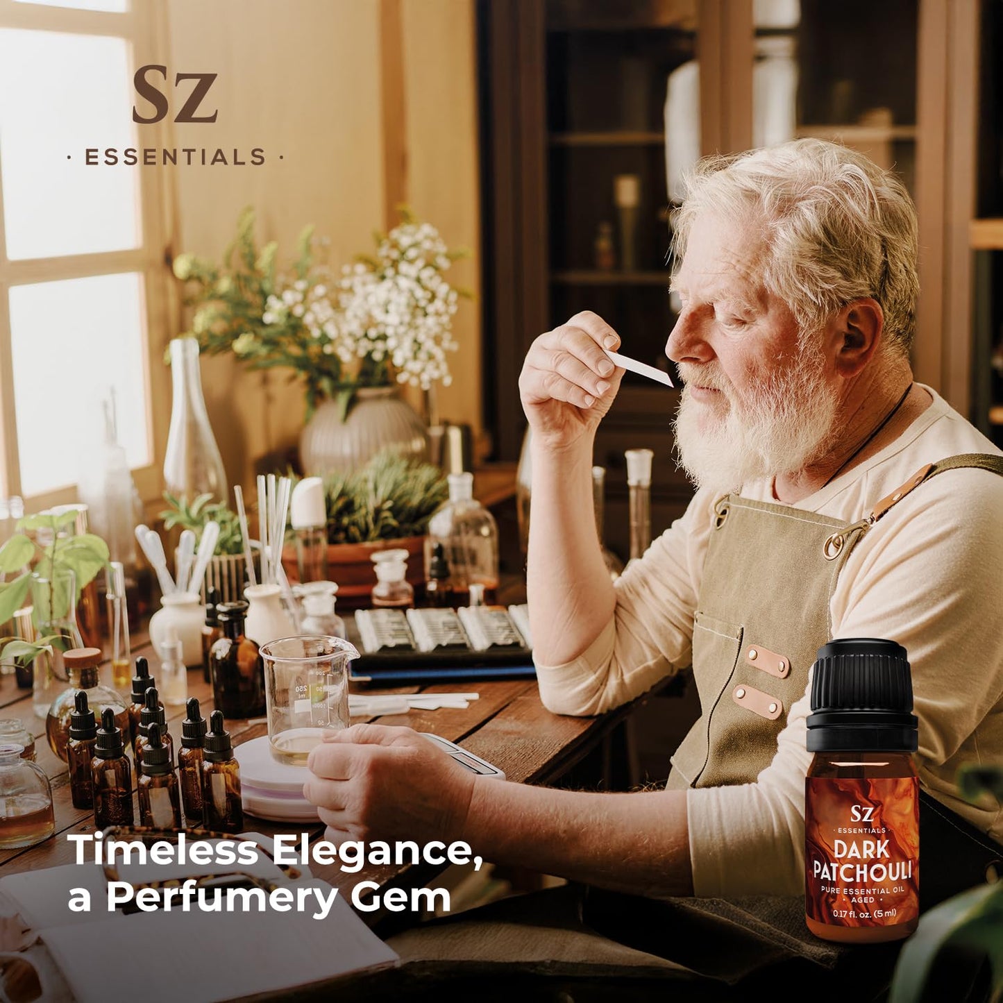 Sz Essentials 5-Year Aged Dark Patchouli Essential Oil – Premium Therapeutic Grade, 0.17 fl oz