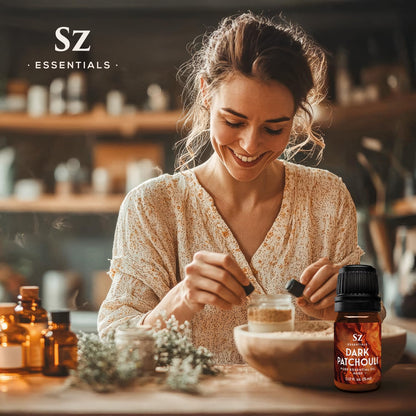 Sz Essentials 5-Year Aged Dark Patchouli Essential Oil – Premium Therapeutic Grade, 0.17 fl oz