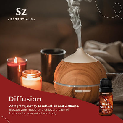 Sz Essentials 5-Year Aged Dark Patchouli Essential Oil – Premium Therapeutic Grade, 0.17 fl oz