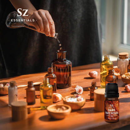 Sz Essentials 5-Year Aged Dark Patchouli Essential Oil – Premium Therapeutic Grade, 0.17 fl oz