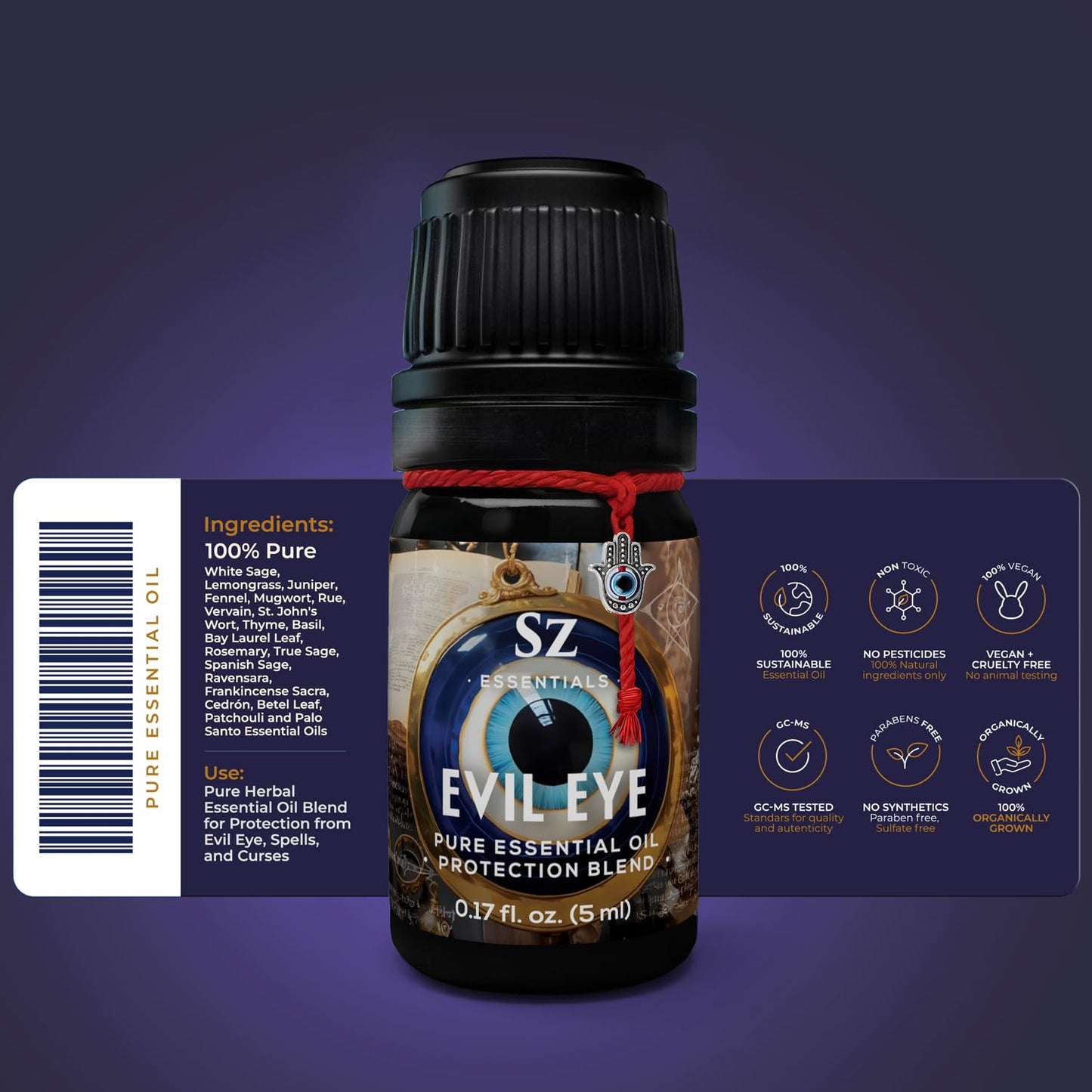 Sz Essentials Evil Eye Protection Pure Essential Oil Blend – 5ml | Therapeutic Grade, Vegan