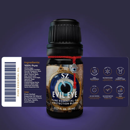 Sz Essentials Evil Eye Protection Pure Essential Oil Blend – 5ml | Therapeutic Grade, Vegan
