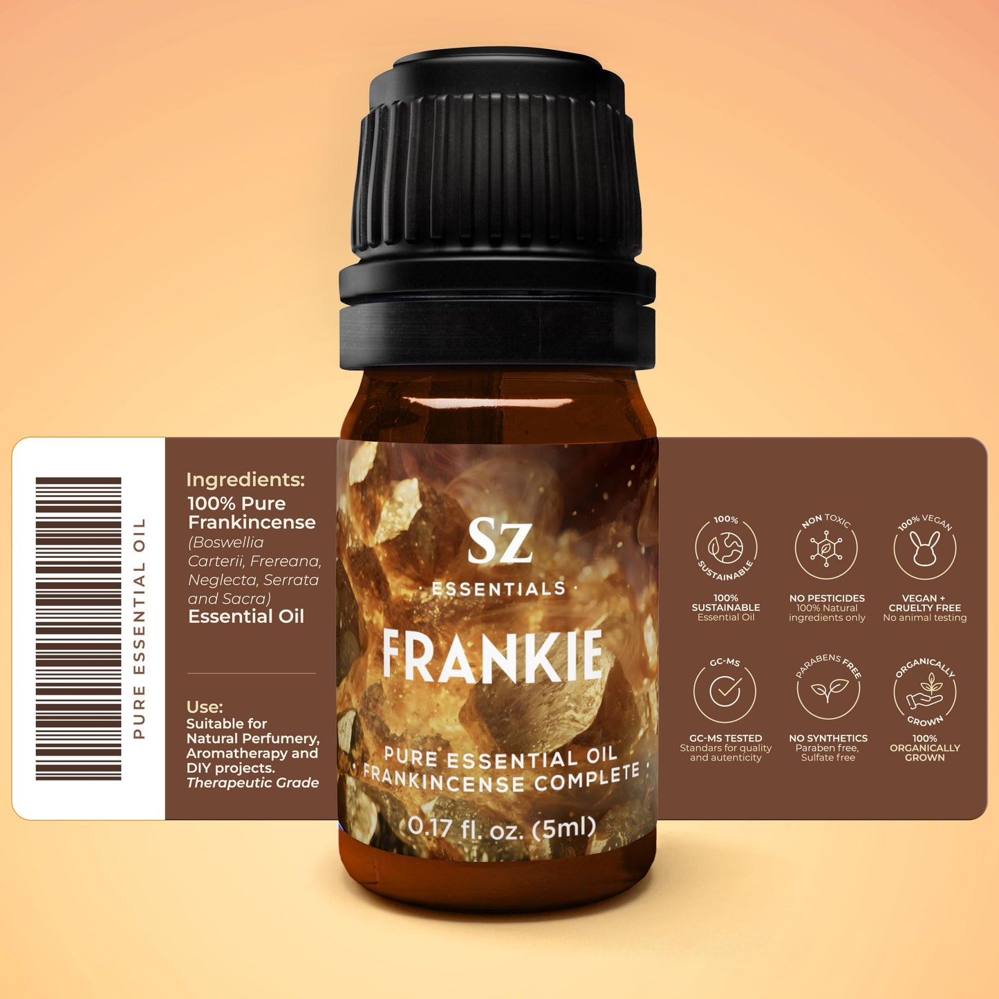 Sz Essentials Frankie Frankincense Complete Pure Essential Oil - 0.17 oz - 100% Natural & Undiluted