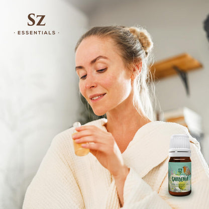 SZ Essentials Gardenia 100% Pure Essential Oil | Gardenia Jasminoides | Floral Sweet Scent • Therapeutic Grade & Vegan • 0.17oz (5ml)