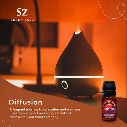 SZ Essentials Ginseng Essential Oil - 100% Pure Korean Red Panax (5ml) | Therapeutic Grade & Vegan