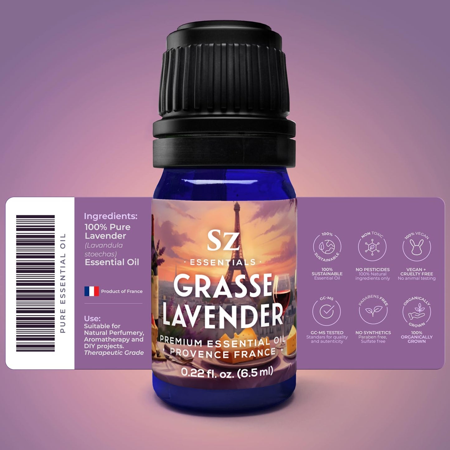 Grasse Lavender Essential Oil – Lavandula stoechas, 0.22 oz | Sz Essentials