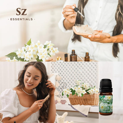 Sz Essentials Jasmine Absolute Essential Oil – Pure 0.17oz (5mL) – 4 Jasminum Species