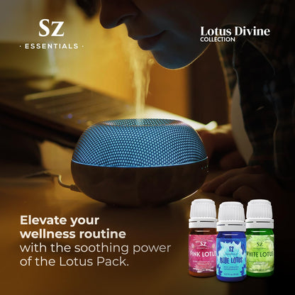 Sz Essentials Lotus Divine Essential Oils – Blue, Pink & White Lotus (3x5ml) – 100% Pure