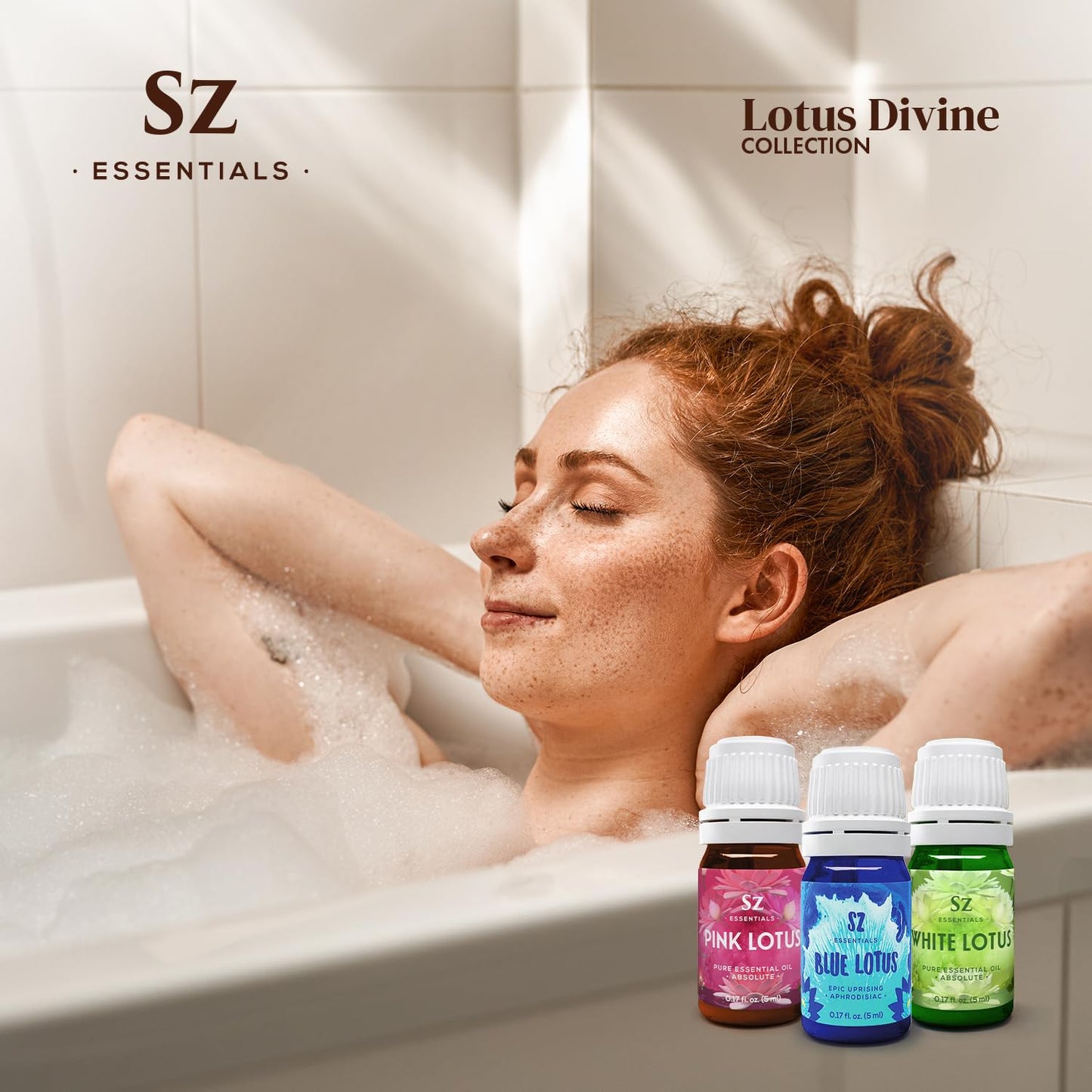 Sz Essentials Lotus Divine Essential Oils – Blue, Pink & White Lotus (3x5ml) – 100% Pure