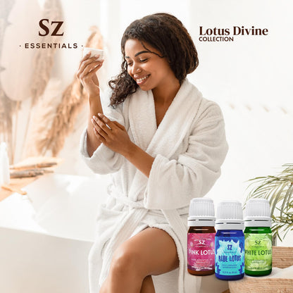 Sz Essentials Lotus Divine Essential Oils – Blue, Pink & White Lotus (3x5ml) – 100% Pure