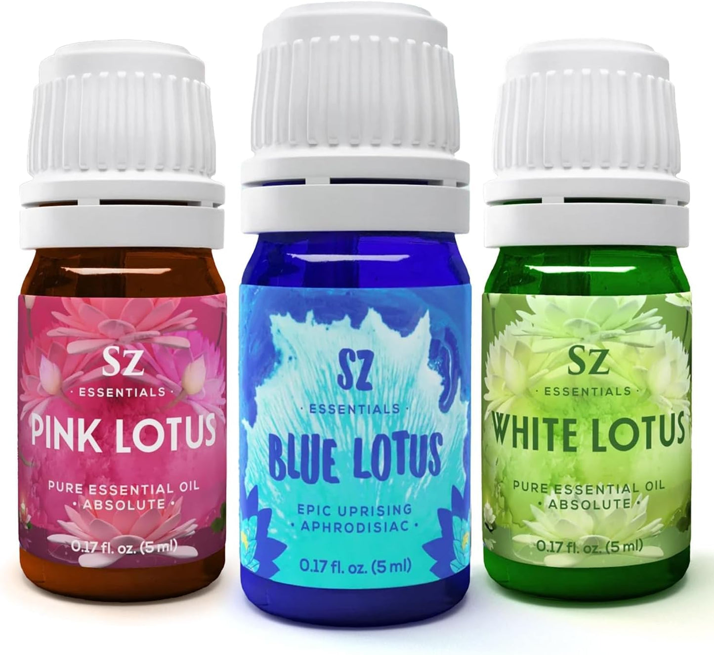 Sz Essentials Lotus Divine Essential Oils – Blue, Pink & White Lotus (3x5ml) – 100% Pure