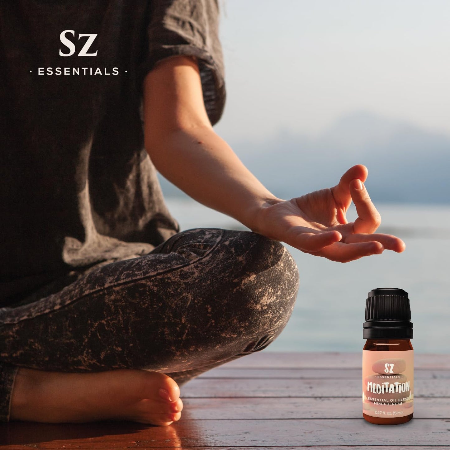 SZ Essentials Meditation Essential Oil Blend - 100% Pure, Vegan, 0.17oz (5ml) - Ideal for Shadow Work, Yoga & Meditation