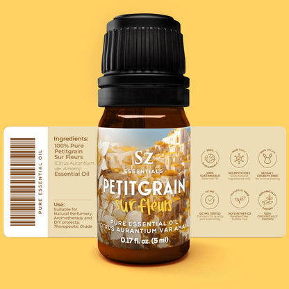 Sz Essentials Petitgrain Sur Fleurs Essential Oil – 100% Pure & Therapeutic Grade