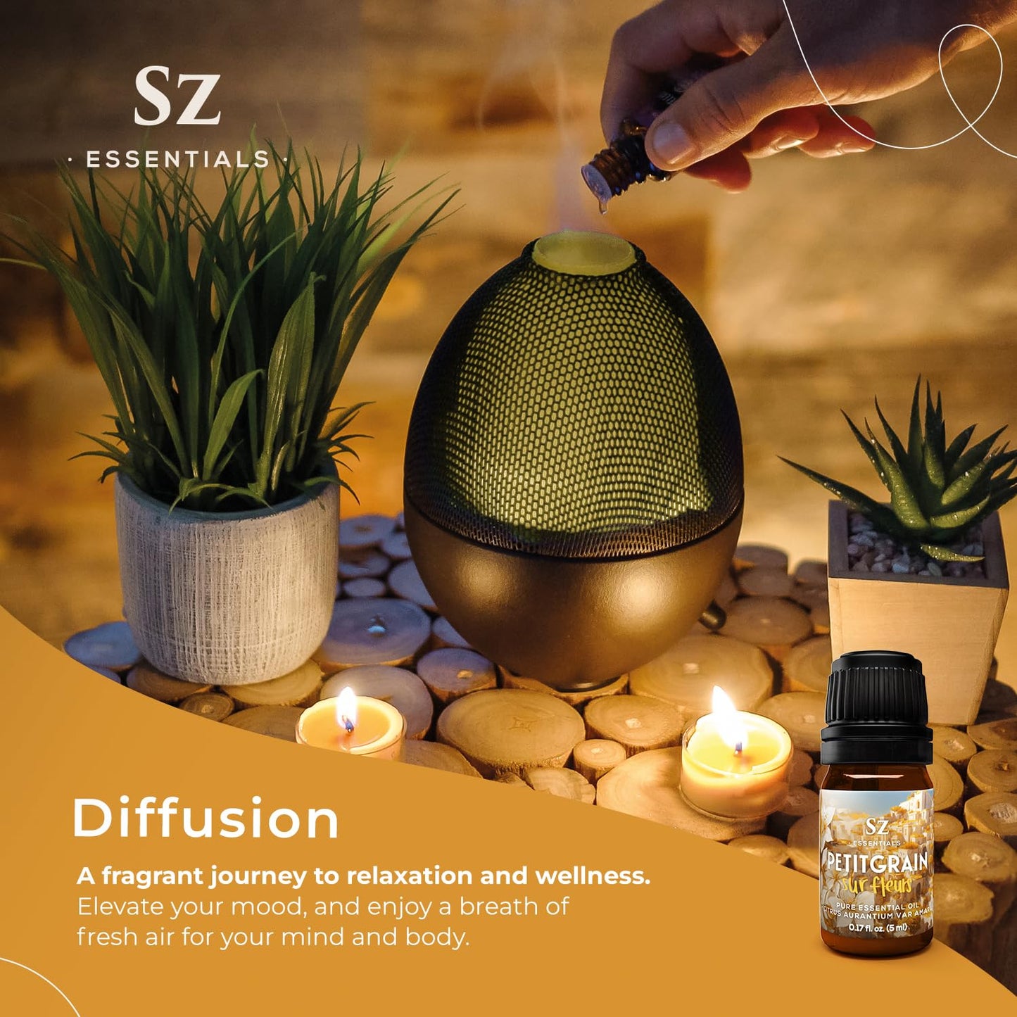 Sz Essentials Petitgrain Sur Fleurs Essential Oil – 100% Pure & Therapeutic Grade