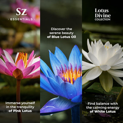 Sz Essentials Lotus Divine Essential Oils – Blue, Pink & White Lotus (3x5ml) – 100% Pure