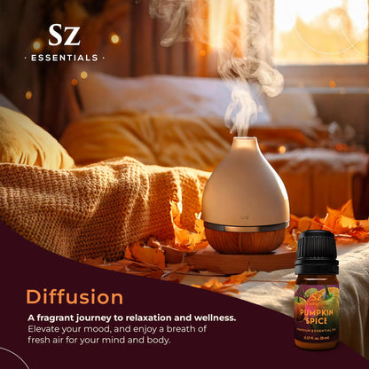 Sz Essentials Pumpkin Spice Essential Oil Blend for Diffuser & Humidifier – 0.17 fl oz (5 mL) – Vegan & Pure