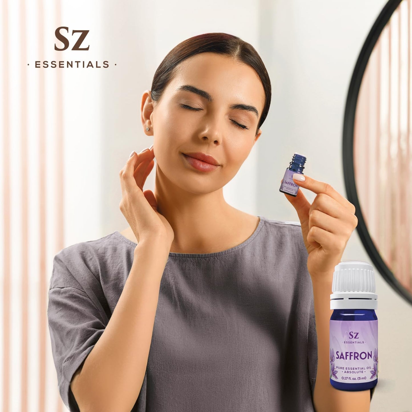 Sz Essentials Saffron Essential Oil – 100% Pure, Therapeutic Grade, Vegan (0.17oz/5ml)