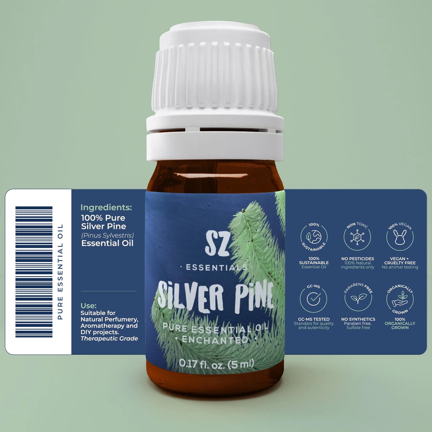 Sz Essentials Silver Pine Essential Oil - 100% Pure Pinus Sylvestris (5ml) | Therapeutic Grade & Vegan
